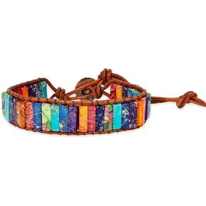 SPUNKYsoul Boho Beaded Handmade Wrap Leather Tube Crystal Stone Bracelet for Women