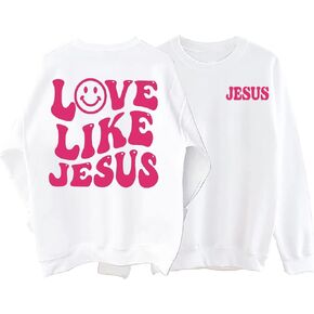 RFBIQI الحب مثل يسوع البلوز المرأة لطيف المسيحية يسوع قميص الإيمان الديني البلوز الأعلى عيد الفصح عادية كم طويل المحملة in Kuwait