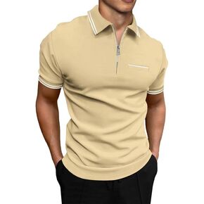 JMIERR Mens Knit Polo Shirts Quarter Zip Shirts Casual Stripe Classic Lightweight Short Sleeve Golf T Shirt in Kuwait