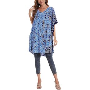 Beautybatik Women BOHO HIPPIE Batik Caftan Kaftan Plus Size Short Sleeve Tunic Blouse Top XL to 4X in Kuwait