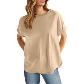 ANRABESS Women's Oversized Casual Loose Fit Short Sleeve Crewneck Summer Trendy T-Shirts Tops Blouse