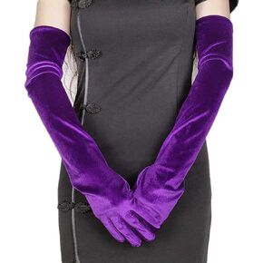Super Long Opera Velvet Party Gloves 1920s Elbow Flapper Evening Banquet Gloves