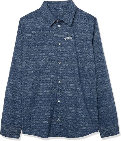 GUESS boys Organic Stretch Poplin All Over Print Woven Top Shirt in Saudi Arabia
