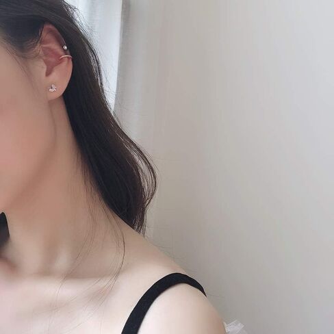 Dainty Crystal Ear Cuffs No Piercing Small Fake Hoop Earrings Sterling Silver CZ Cartilage Wrap Climber Huggies 11mm for Women Girls Rose Gold in Kuwait