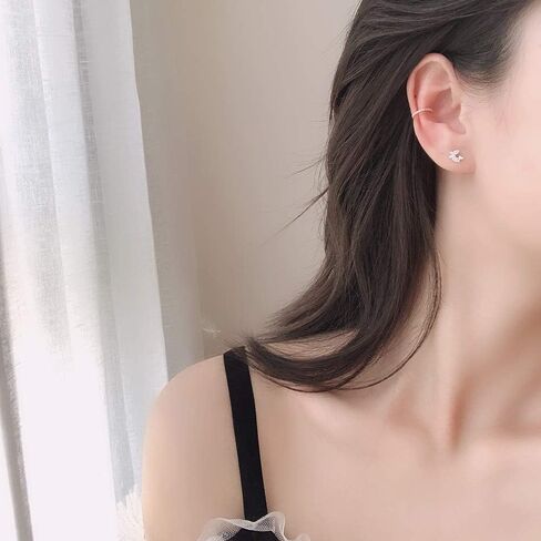 Dainty Crystal Ear Cuffs No Piercing Small Fake Hoop Earrings Sterling Silver CZ Cartilage Wrap Climber Huggies 11mm for Women Girls Rose Gold in Kuwait