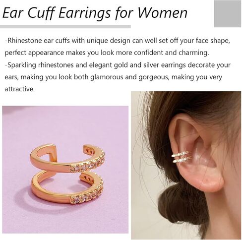 Ear Cuff Earrings for Women Rhinestone Ear Cuff Non Piercing Earrings Wedding Prom Cuff Earrings Jewelry Gifts for Girls in Saudi Arabia