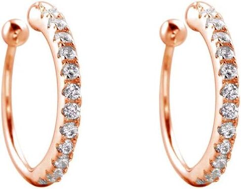 Dainty Crystal Ear Cuffs No Piercing Small Fake Hoop Earrings Sterling Silver CZ Cartilage Wrap Climber Huggies 11mm for Women Girls Rose Gold in Kuwait
