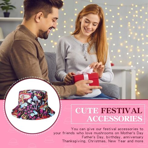 4 Pcs Mushroom Bucket Hat for Women Men Teens Reversible Printed Packable Beach Sun Hat Summer Mushroom Stuff Cute Festival Accessories Outdoor Rave Clothes Fisherman Cap for Travel Fishing Hiking in Saudi Arabia