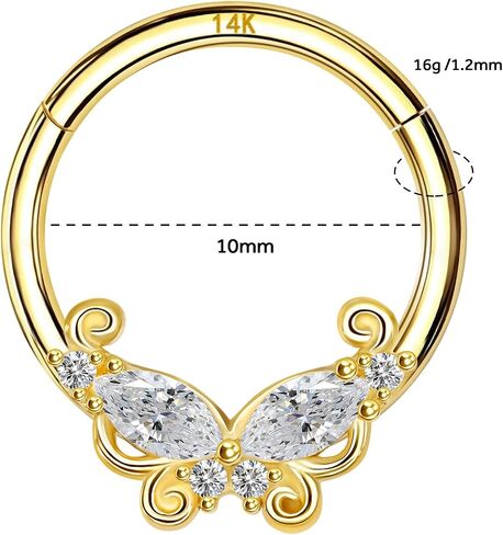 ALACLO 14K Solid Gold Nose Septum Jewelry Cartilage Earring Hoop 16G 8mm/10mm Septum Ring for Nose, Ring, Daith, Helix, Tragus, Earring Piercing Jewelry, Hypoallergenic in Saudi Arabia