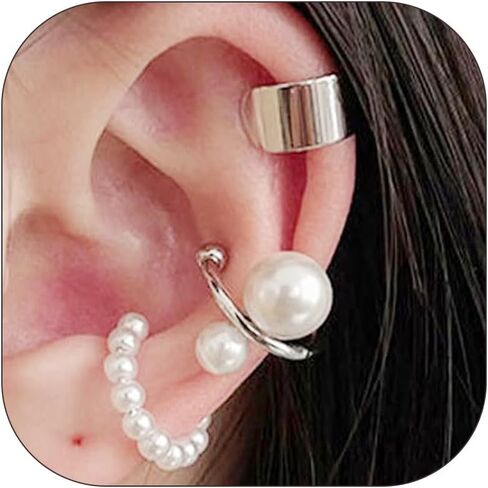 Pearl Ear Cuff Earrings Gold Ear Cuffs Cartilage Cuff Earring Non Pierced in Saudi Arabia