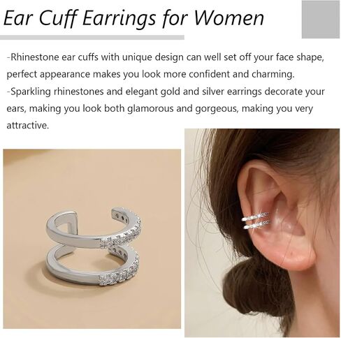 Ear Cuff Earrings for Women Rhinestone Ear Cuff Non Piercing Earrings Wedding Prom Cuff Earrings Jewelry Gifts for Girls in Saudi Arabia