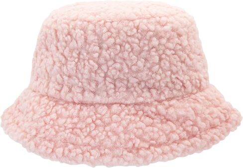 Dohia Fuzzy Bucket Hat for Women Furry Fur Bucket Hat Winter Warm Plush Fisherman Fluffy Sherpa Bucket Hat D2-YGMMZ in Kuwait