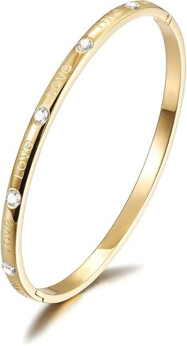 سوار للنساء فتاة مطلية بالذهب مستوحاة العتيقة الفولاذ المقاوم للصدأ ملتوية مفتوحة مكعب زركونيا الإسورة in Kuwait