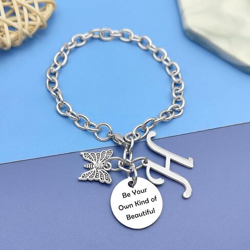 Initial Letter Bracelets K C H J A Gift for Sister Friends Girlfriend Boyfriend Daughter Gift from Mom Dad Capital Letter Gift Grandaughter Grandma Grandpa Gift Birthday Christams Gift for Girls Boys in Saudi Arabia
