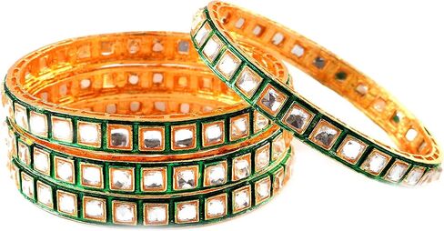 أساور من JewarHaat Indian Bollywood Faux Kundan مرصعة بحجر الراين ومطلية بالذهب على الطراز الملكي للنساء والفتيات in Kuwait