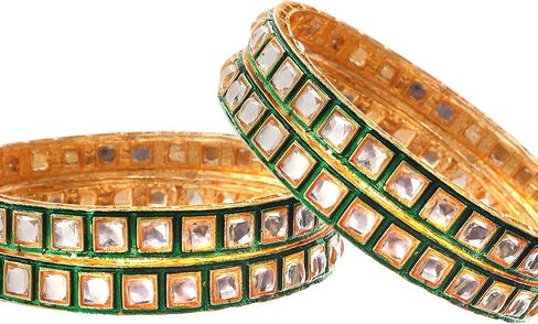 أساور من JewarHaat Indian Bollywood Faux Kundan مرصعة بحجر الراين ومطلية بالذهب على الطراز الملكي للنساء والفتيات in Kuwait