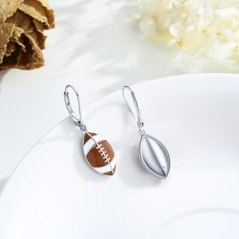 925 Sterling Silver Ball Sports Leverback Dangle Drop Earrings Jewelry Gifts for Women Girls in Saudi Arabia