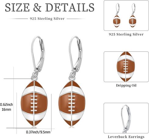 925 Sterling Silver Ball Sports Leverback Dangle Drop Earrings Jewelry Gifts for Women Girls in Saudi Arabia