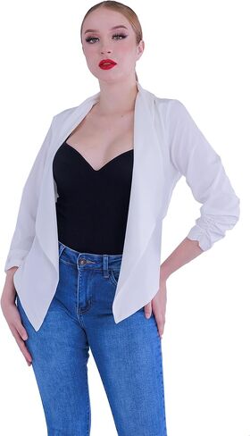 Boca Rosa Blazer Long Sleeve Women Casual Business Open Front Long Sleeve Work Office Blazer Jacket Fashion Ladies Trendy in Saudi Arabia