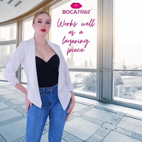 Boca Rosa Blazer Long Sleeve Women Casual Business Open Front Long Sleeve Work Office Blazer Jacket Fashion Ladies Trendy in Saudi Arabia