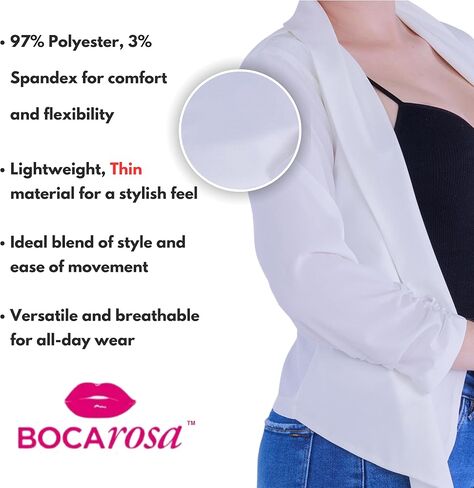 Boca Rosa Blazer Long Sleeve Women Casual Business Open Front Long Sleeve Work Office Blazer Jacket Fashion Ladies Trendy in Saudi Arabia