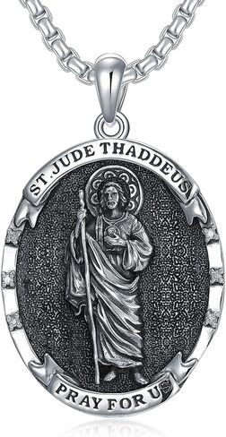 LWXIE Diamond St Michael/St Jude/Virgin Mary Necklace for Men and Women 925 Sterling Silver Religious Amulets Jewelry Gifts in Saudi Arabia