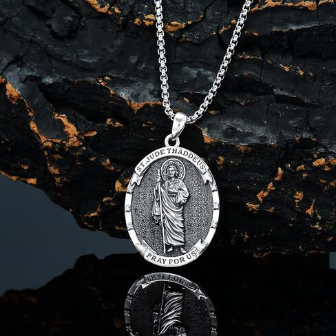 LWXIE Diamond St Michael/St Jude/Virgin Mary Necklace for Men and Women 925 Sterling Silver Religious Amulets Jewelry Gifts in Saudi Arabia