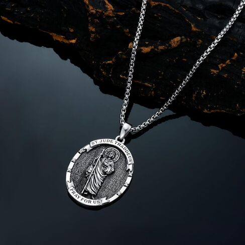 LWXIE Diamond St Michael/St Jude/Virgin Mary Necklace for Men and Women 925 Sterling Silver Religious Amulets Jewelry Gifts in Saudi Arabia