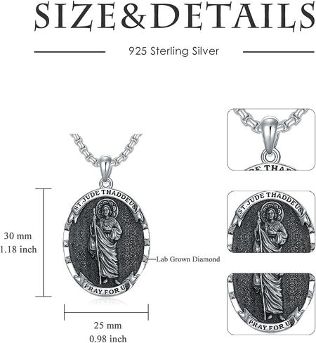 LWXIE Diamond St Michael/St Jude/Virgin Mary Necklace for Men and Women 925 Sterling Silver Religious Amulets Jewelry Gifts in Saudi Arabia