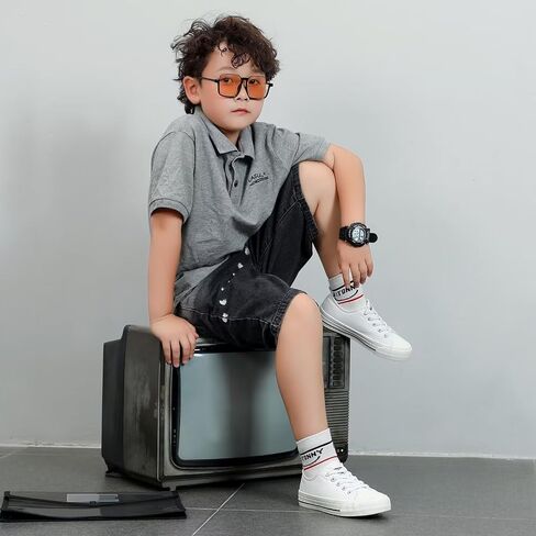 أحذية رياضية للأطفال الصغار من DSWED أحذية قماشية للأولاد والبنات أحذية رياضية كلاسيكية من القطن قابلة للتوسيع بدون أربطة سهلة الارتداء in Kuwait