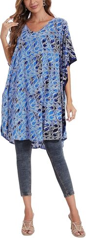 Beautybatik Women BOHO HIPPIE Batik Caftan Kaftan Plus Size Short Sleeve Tunic Blouse Top XL to 4X in Kuwait