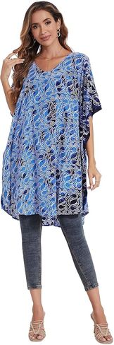 Beautybatik Women BOHO HIPPIE Batik Caftan Kaftan Plus Size Short Sleeve Tunic Blouse Top XL to 4X in Kuwait