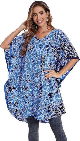 Beautybatik Women BOHO HIPPIE Batik Caftan Kaftan Plus Size Short Sleeve Tunic Blouse Top XL to 4X in Kuwait