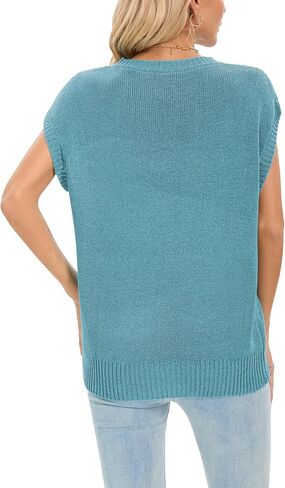 Famulily Deep V Neck Tanks for Women Casual Cap Sleeve Sweater Vest Summer Ribbed Knitted Tank Tops in Kuwait
