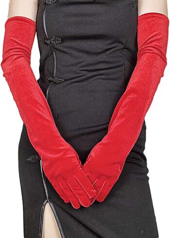 Super Long Opera Velvet Party Gloves 1920s Elbow Flapper Evening Banquet Gloves in Kuwait