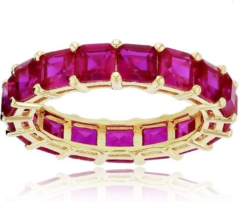DECADENCE فضة استرلينية مصقولة بالروديوم 4 مم متعددة الألوان من Asscher Princess Cut مكعب زركونيا سوار الخلود للنساء | AAA مكعب زركونيا الأحجار الكريمة خاتم الخطوبة الزفاف | المقاسات 5-10 in Kuwait