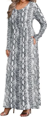 BISHUIGE Womens XL-6XL Long Sleeve Casual Plus Size Maxi Dresses with Pockets in Kuwait