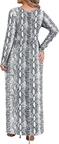 BISHUIGE Womens XL-6XL Long Sleeve Casual Plus Size Maxi Dresses with Pockets in Kuwait