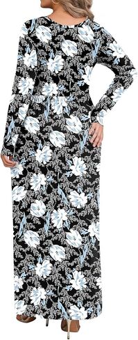 BISHUIGE Womens XL-6XL Long Sleeve Casual Plus Size Maxi Dresses with Pockets in Kuwait