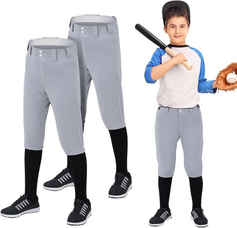 Chuarry 2 قطع البيسبول بانت الشباب knicker نمط البيسبول السراويل الركبة عالية البيسبول السراويل للبنين المحملة الكرة السراويل in Kuwait