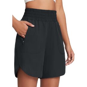 BALEAF 7" Workout Shorts for Women Athletic Long Running Shorts High Waisted Quick Dry Zipper Pockets Hiking UPF50+ in Kuwait