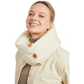 وشاح نسائي من Aran Woolen Mills مصنوع من صوف ميرينو بنسبة 100% مع أزرار
