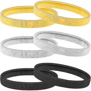 Bremorou 6 Pcs Stretchy Shirt Sleeve Holders Elastic Shirt Sleeve Holders Metal Anti-Slip Armbands Adjustable Long Sleeve Armbands Holders Sleeve Garters For Women Men(Black Silver Gold) in Kuwait