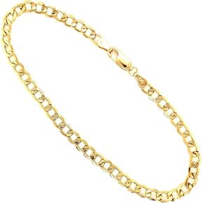 JewelryEmpire 3.5mm Real 10K Gold Hollow Curb Cuban Link Bracelet Anklet For Men and Women in Saudi Arabia
