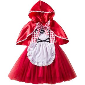 IMEKIS Little Red Riding Hood Costume for Girls Dress Cape Cloak Halloween Cosplay Kid Deluxe Storybook Fairy Tale Outfit Set in Saudi Arabia