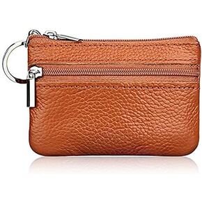 حقائب Y8HM جلدية صغيرة جدًا لمحافظ العملات المعدنية، محفظة تغيير بسحاب مزدوج مع حلقة مفاتيح للنساء والرجال والأطفال (أسود) in Kuwait