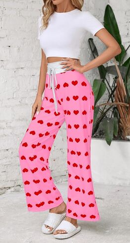 Women Pajama Pants Comfy Lounge Wide Leg Casual Stretch Palazzo Drawstring Pj Bottoms Pants S-3XL in Saudi Arabia
