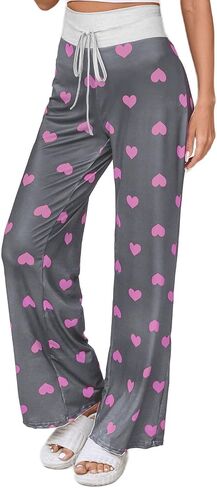 Women Pajama Pants Comfy Lounge Wide Leg Casual Stretch Palazzo Drawstring Pj Bottoms Pants S-3XL in Saudi Arabia