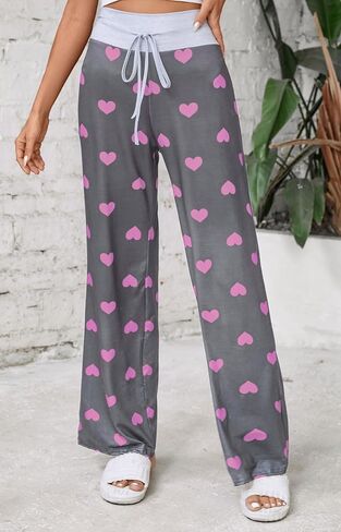 Women Pajama Pants Comfy Lounge Wide Leg Casual Stretch Palazzo Drawstring Pj Bottoms Pants S-3XL in Saudi Arabia