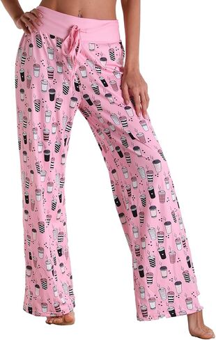 Women Pajama Pants Comfy Lounge Wide Leg Casual Stretch Palazzo Drawstring Pj Bottoms Pants S-3XL in Saudi Arabia